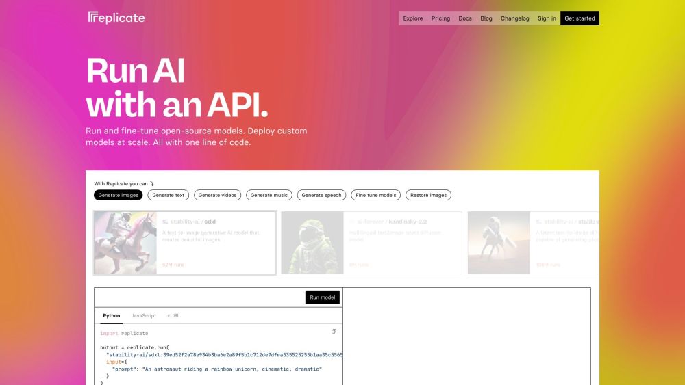 Replicate AI Website screenshot