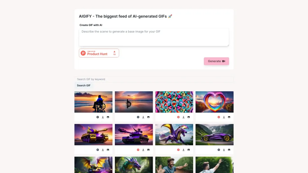 AIGIFY Website screenshot