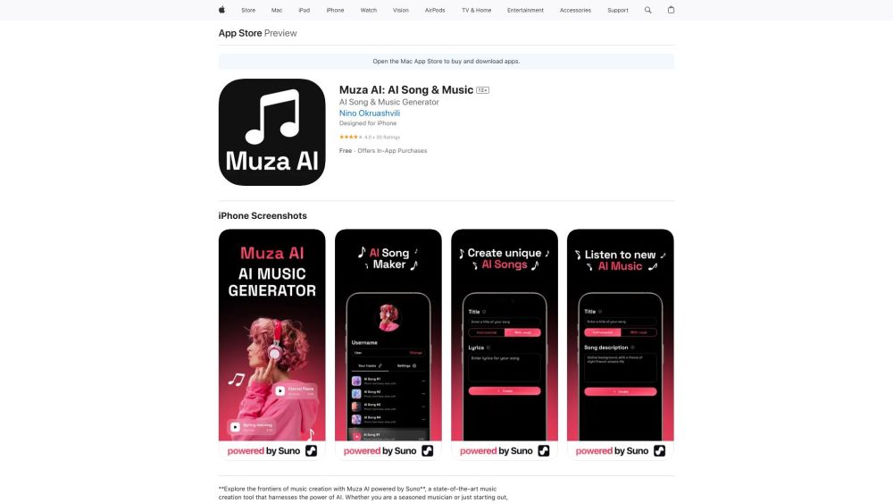 Muza AI: AI Song & Music Website screenshot