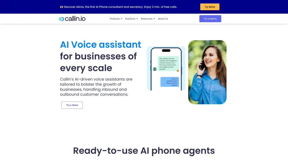 Callin.io Website screenshot