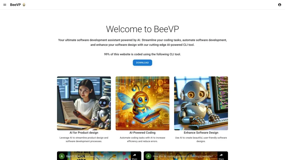 BeeVP Website screenshot