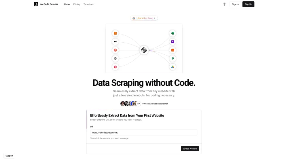 No-Code Scraper Website screenshot