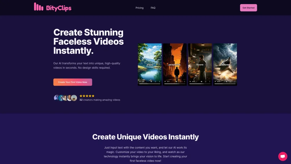 BityClips Website screenshot