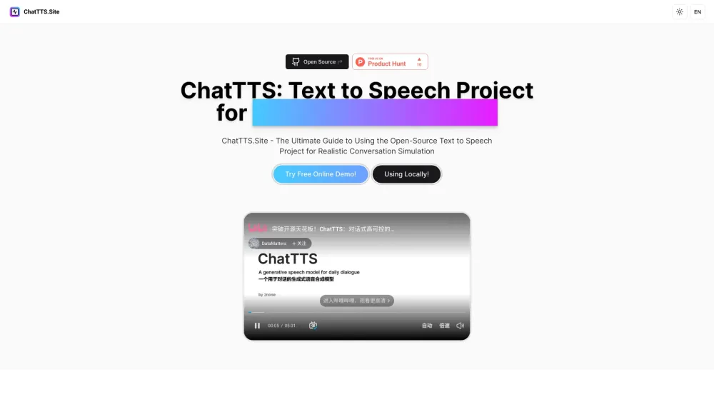 ChatTTS Website screenshot