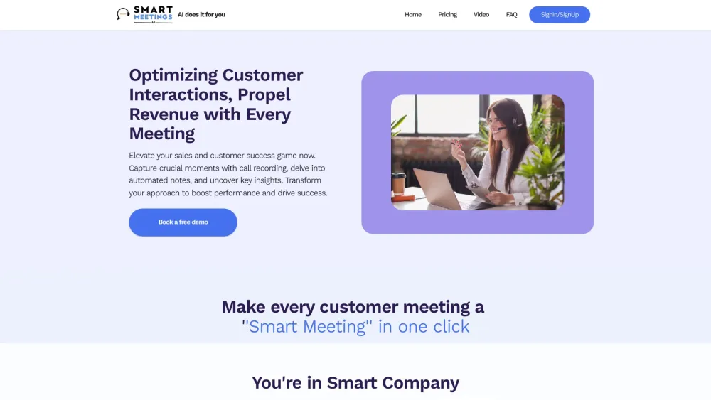 SmartMeetings.ai Website screenshot