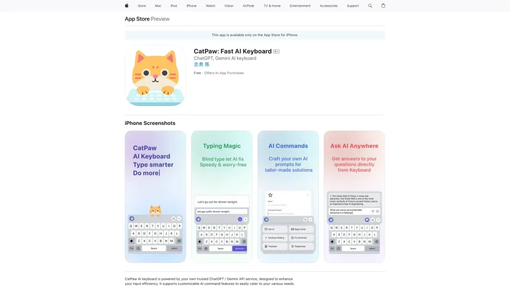 CatPaw AI Keyboard Website screenshot