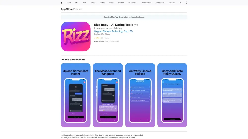 Rizz Baby - AI Dating Tools Website screenshot