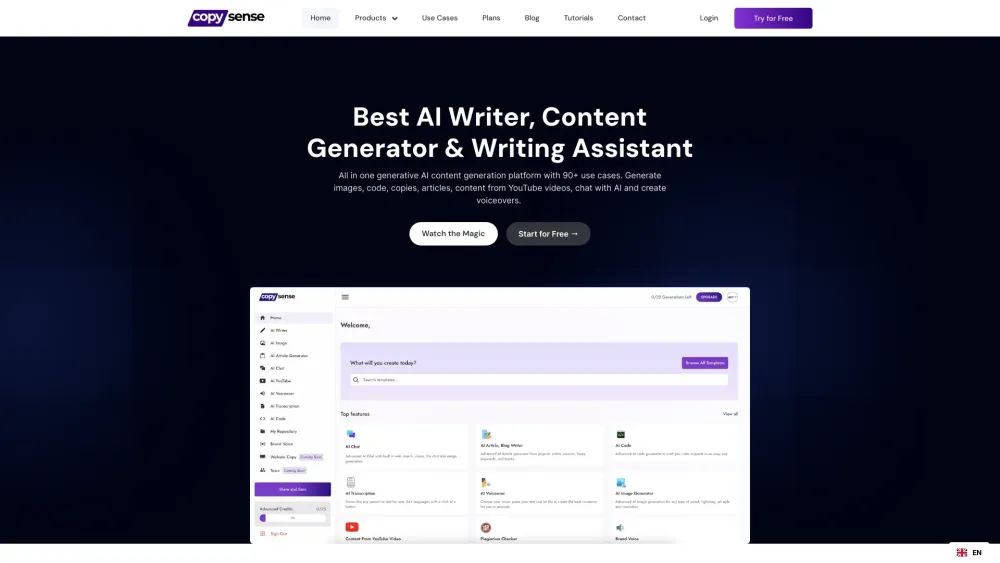 Copysense AI Website screenshot