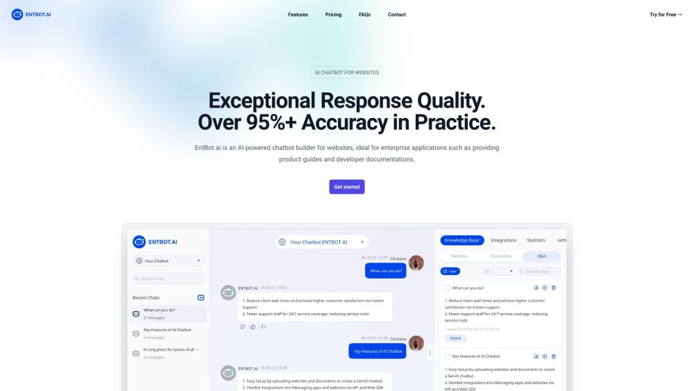 EntBot.ai - AI Chatbots for enterprise Website screenshot