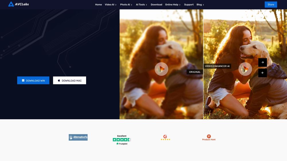 AVCLabs Video Enhancer AI Website screenshot