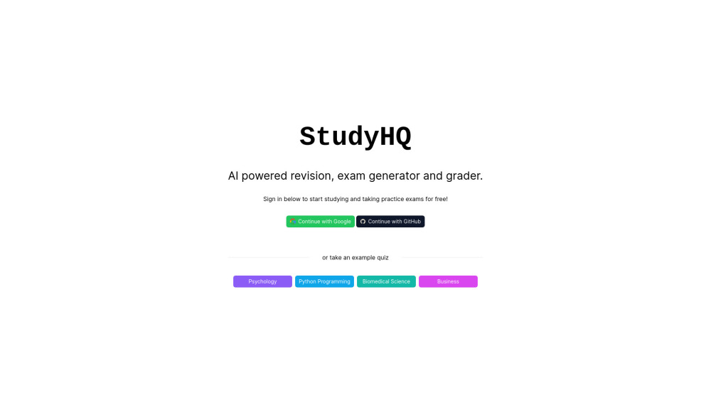 StudyHQ Website screenshot