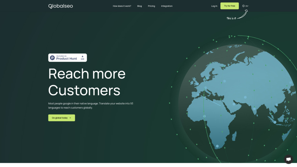 GlobalSeo AI Website screenshot