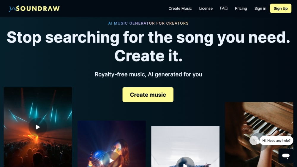 SOUNDRAW - AI Music Generator Website screenshot