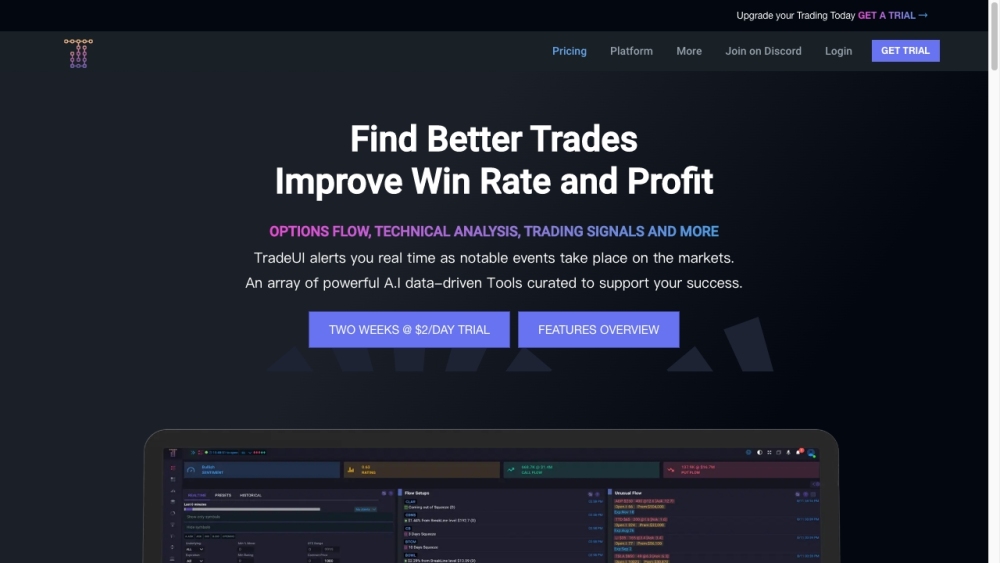 TradeUI Website screenshot