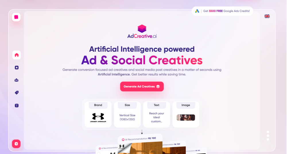 AdCreative.ai Website screenshot