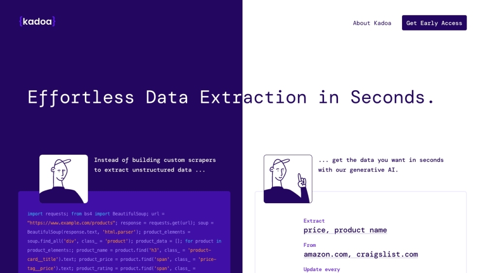 Kadoa | AI Web Scraper Website screenshot