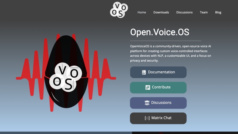 Open Voice OS Website screenshot