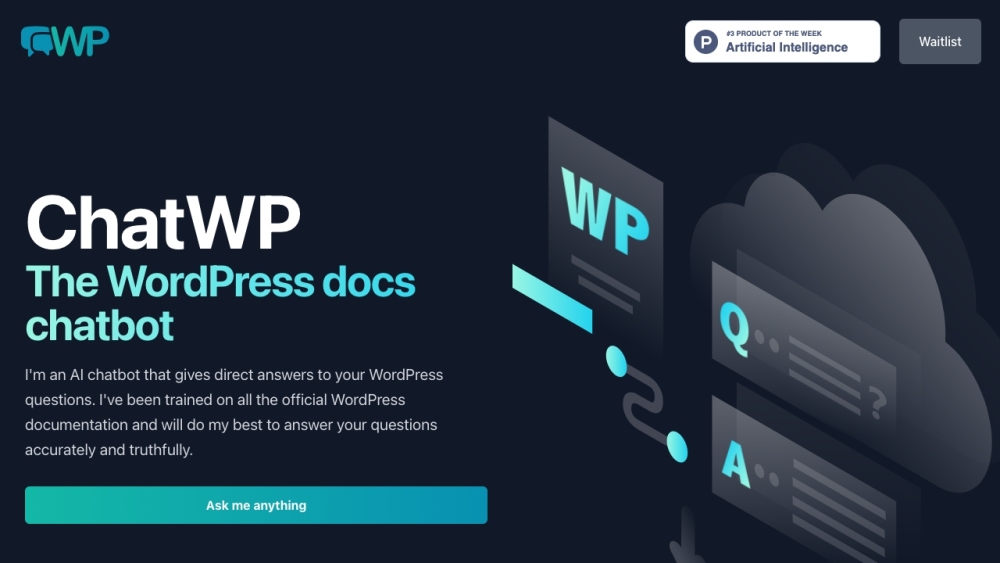 ChatWP - The WordPress docs chatbot Website screenshot