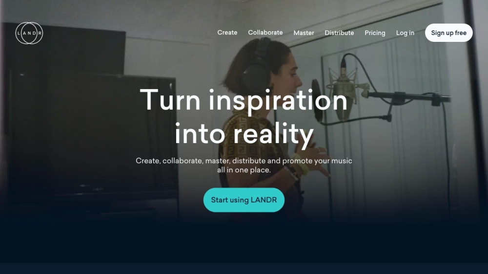 LANDR: Creative Tools for Musicians Website screenshot