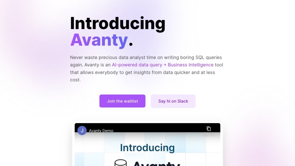 Avanty Website screenshot