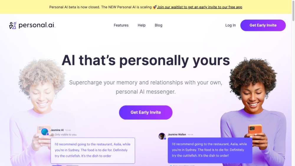 Personal.ai Website screenshot