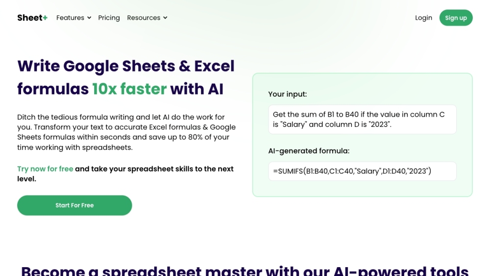 Sheet+ Website screenshot