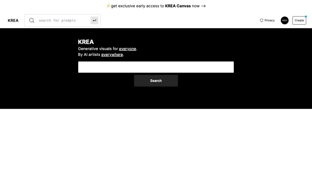 KREA Website screenshot