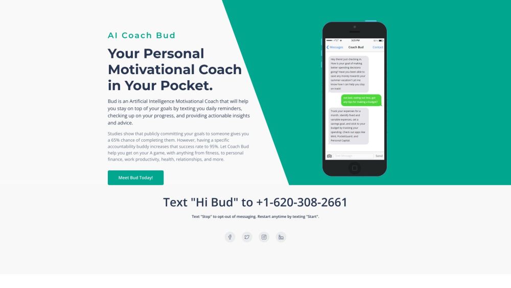 AI Coach Bud Website screenshot