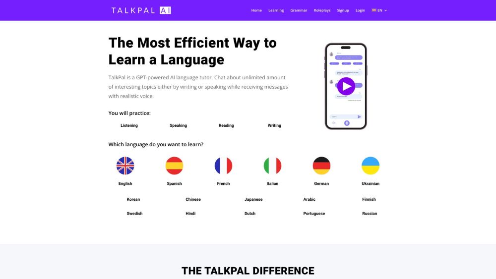 TalkPal Website screenshot