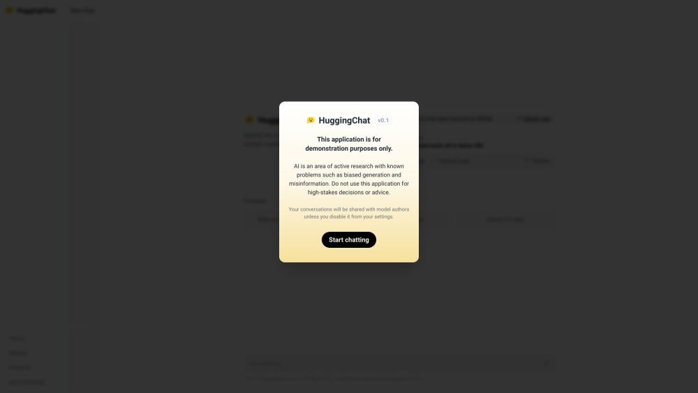 HuggingChat Website screenshot