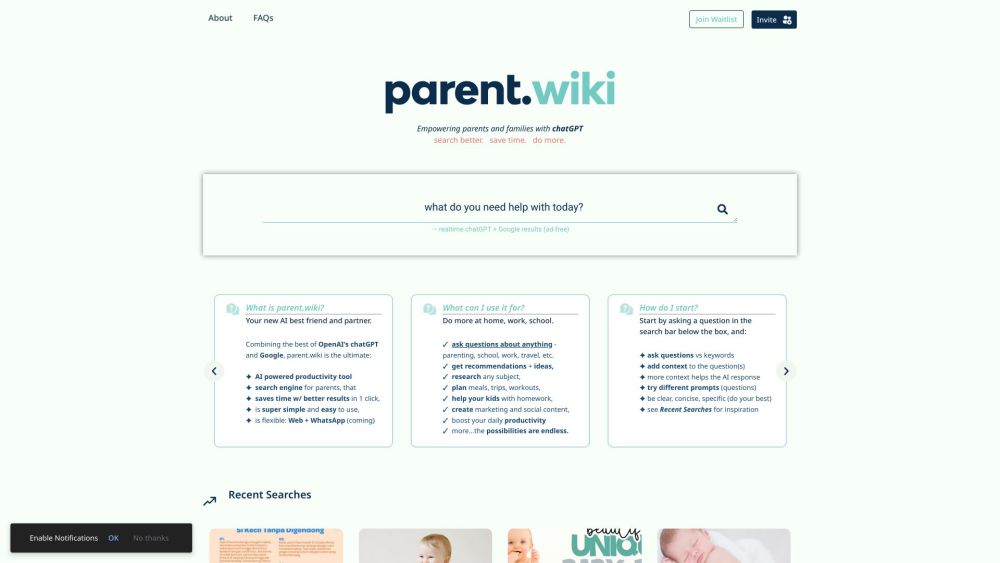 Parent.wiki Website screenshot