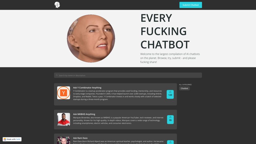 Every Fucking Chatbot Website screenshot