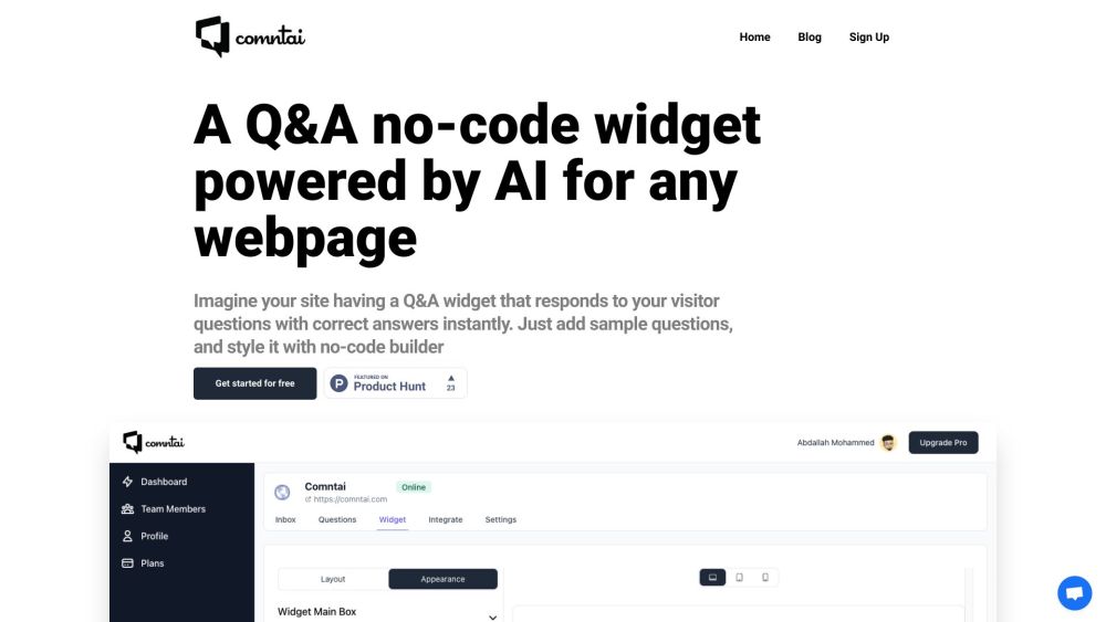 Comntai - AI Powered FAQ Chatbot Website screenshot