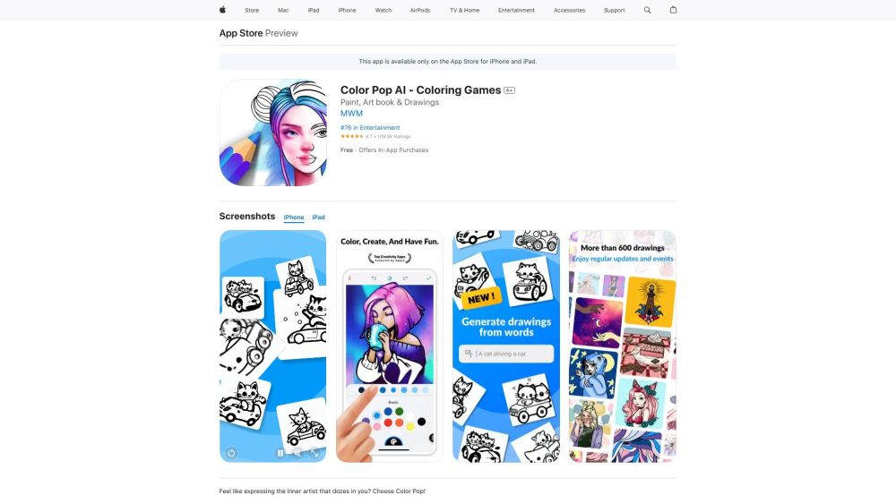 Color Pop Website screenshot