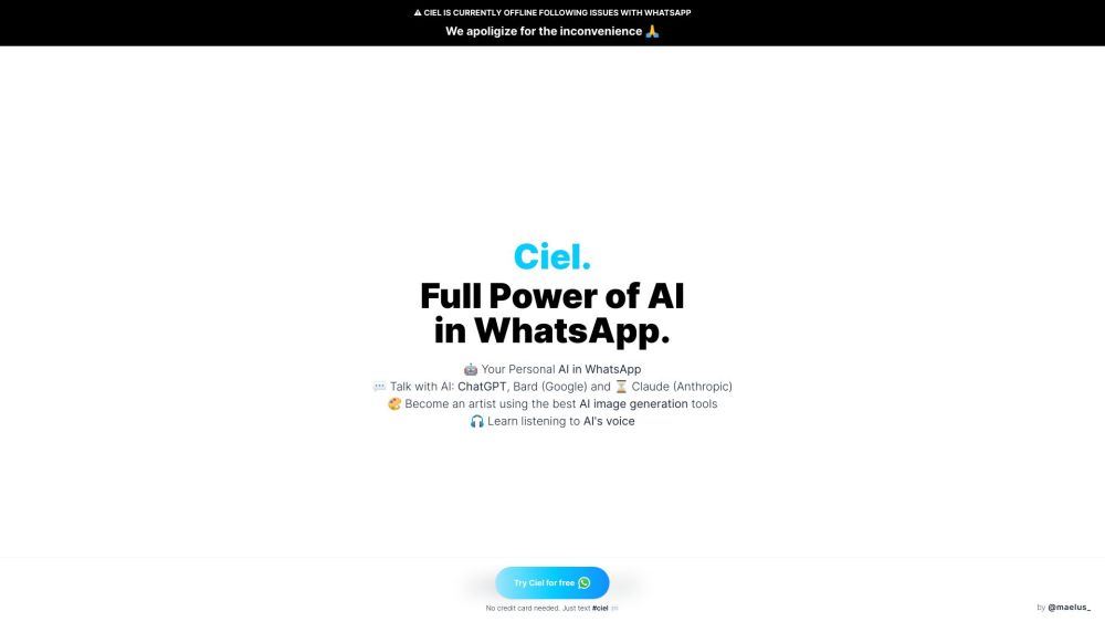 ciel.chat Website screenshot