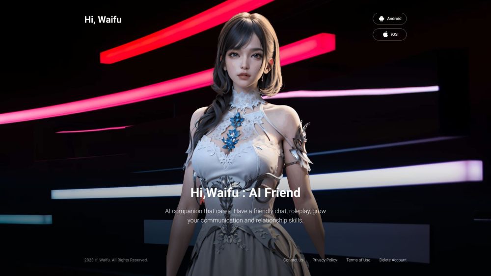 Hi, Waifu: AI Friend Website screenshot