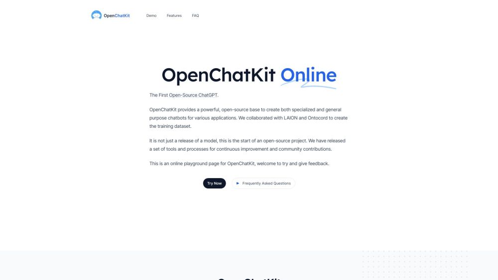 OpenChatKit Website screenshot