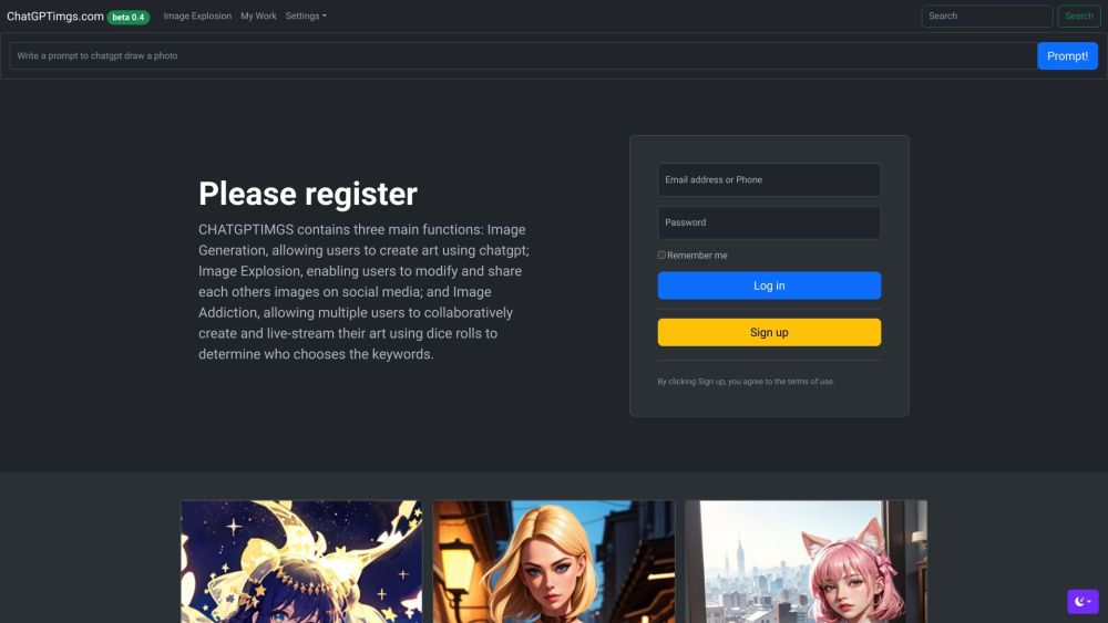 chatgptimgs.com Website screenshot