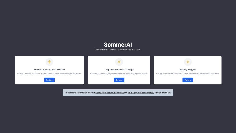 SommerAI: Your Mental Health Companion Website screenshot