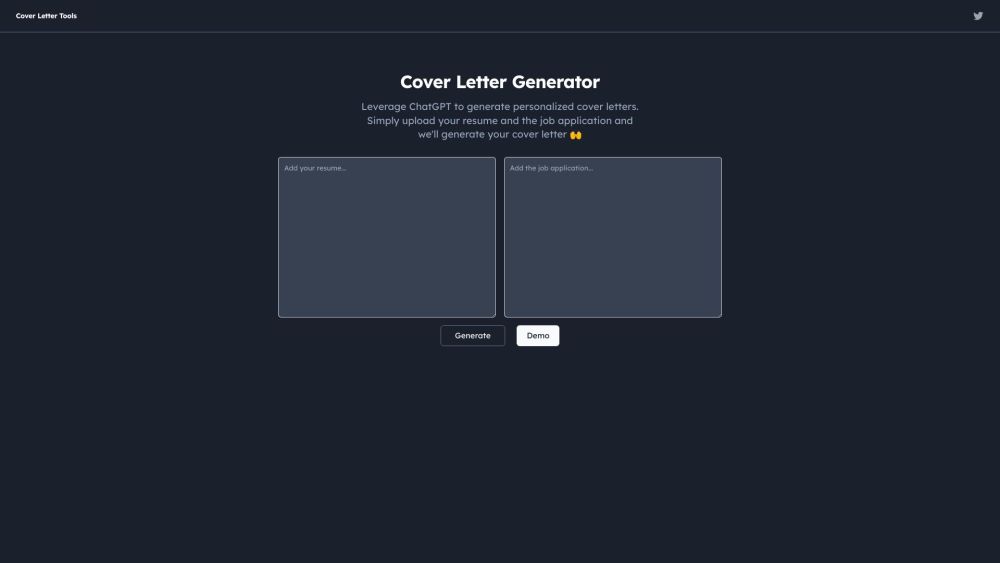 Cover Letter Tools Website screenshot