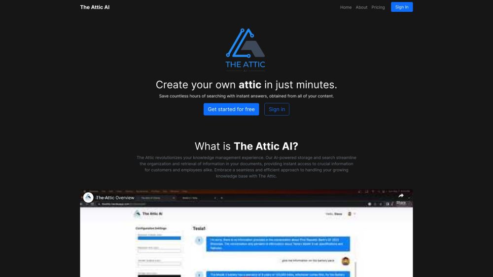 The Attic AI Website screenshot