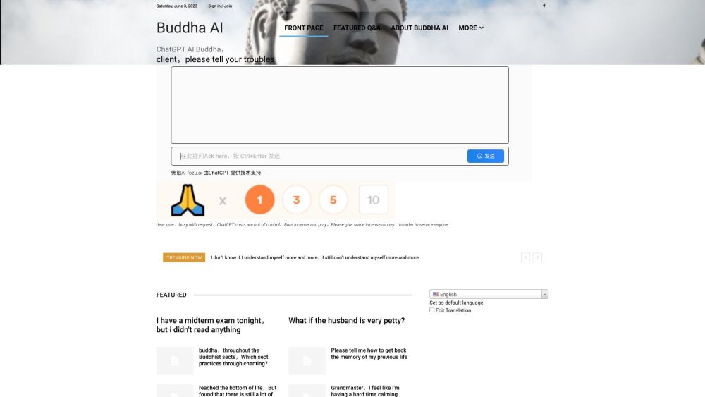 Buddha AI Website screenshot