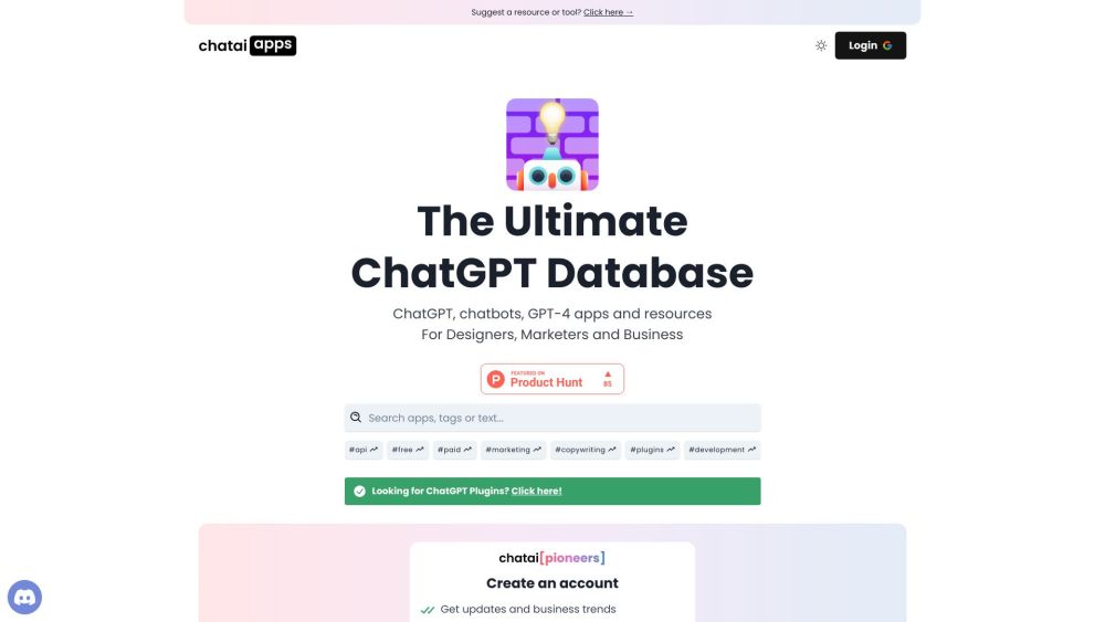 The Ultimate ChatGPT Database Website screenshot