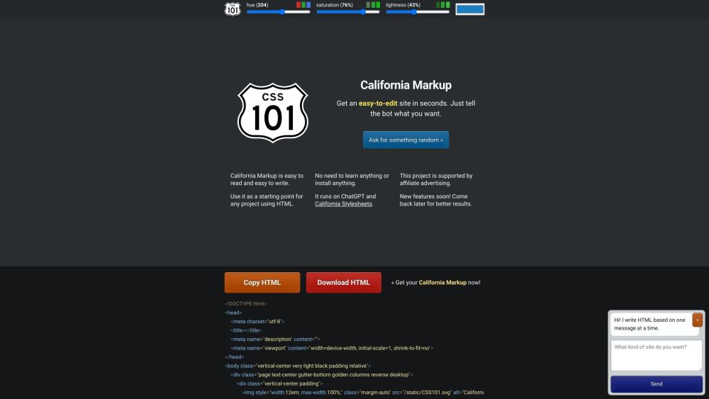 California Markup Website screenshot