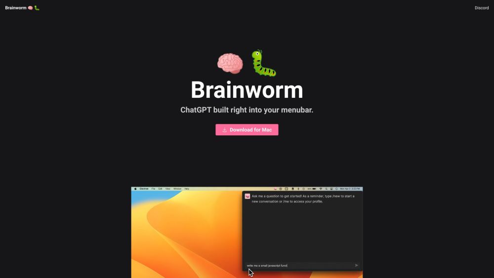 Brainworm Website screenshot