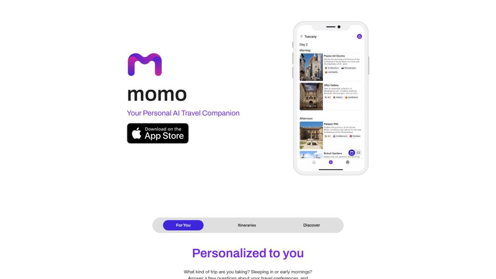 Momo Website screenshot