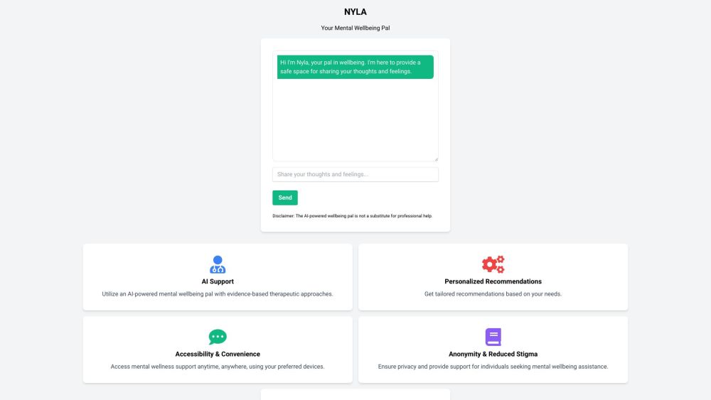 NYLA - Your AI Wellness Pal Website screenshot