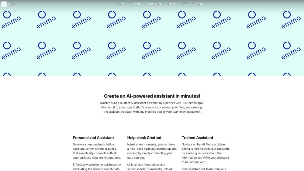 Emma - AI-powered Assistant Website screenshot