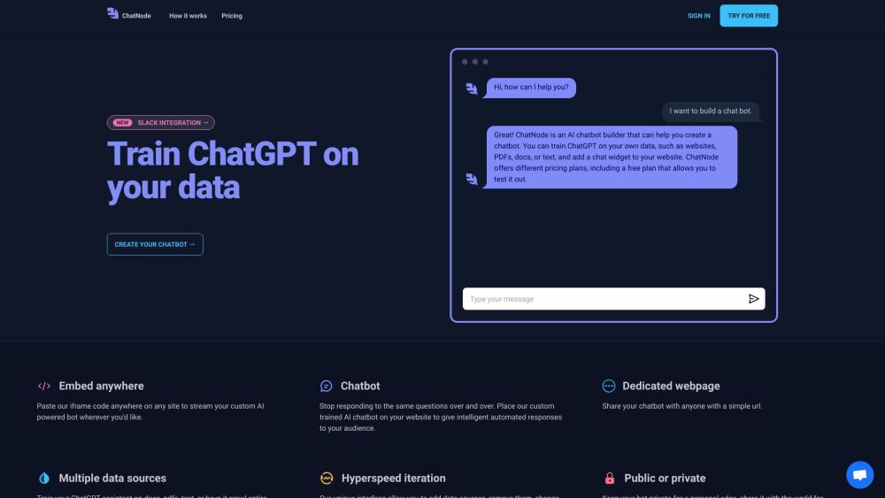 ChatNode Website screenshot