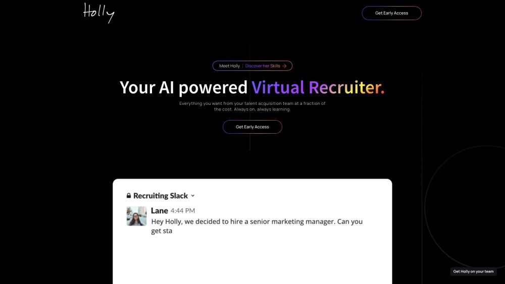 Holly - Your AI powered Virtual Recruiter Website screenshot